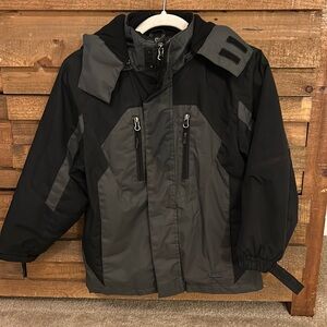 Boys CB Sports Black & Gray Winter Hooded Coat Size 8
